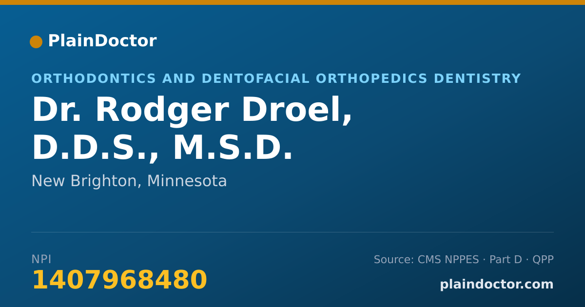 Shareable card for Rodger Droel, D.D.S., M.S.D. - Orthodontics and Dentofacial Orthopedics Dentistry, New Brighton, MN