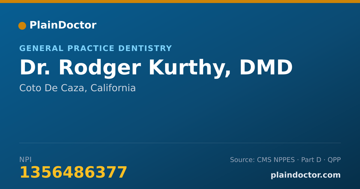 Shareable card for Rodger Kurthy, DMD - General Practice Dentistry, Coto De Caza, CA