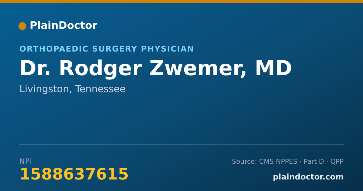 Shareable card for Rodger Zwemer, MD - Orthopaedic Surgery Physician, Livingston, TN