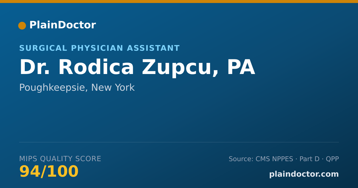 Shareable card for Rodica Zupcu, PA - Surgical Physician Assistant, Poughkeepsie, NY
