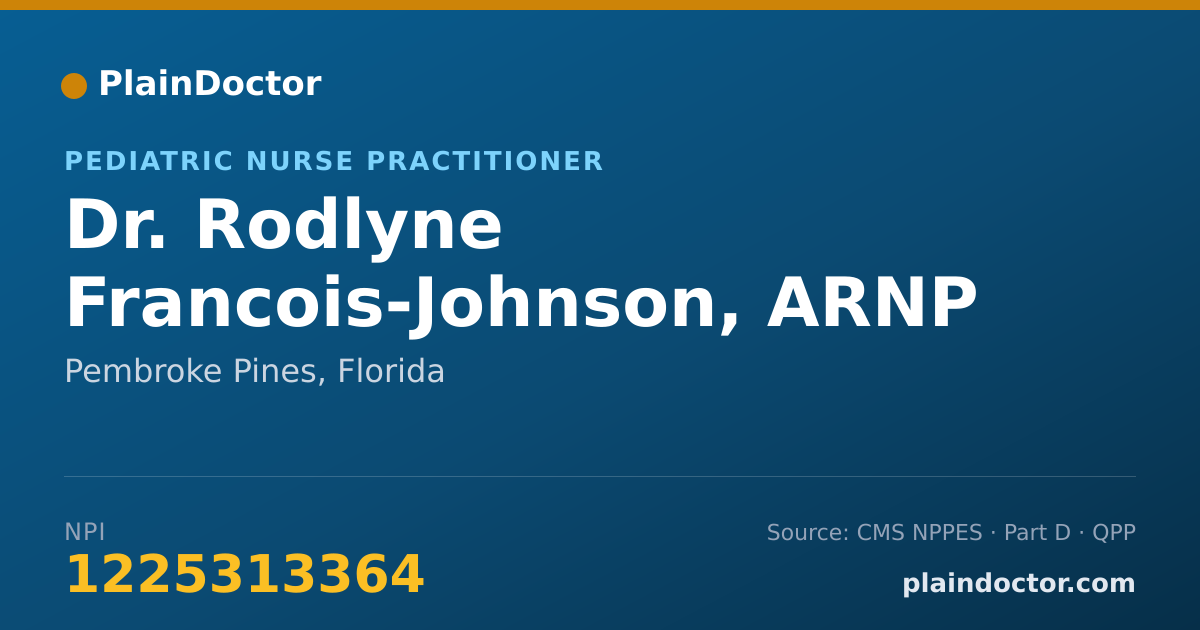 Shareable card for Rodlyne Francois-Johnson, ARNP - Pediatric Nurse Practitioner, Pembroke Pines, FL