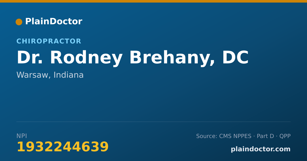 Shareable card for Rodney Brehany, DC - Chiropractor, Warsaw, IN