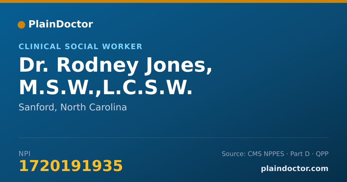 Shareable card for Rodney Jones, M.S.W.,L.C.S.W. - Clinical Social Worker, Sanford, NC