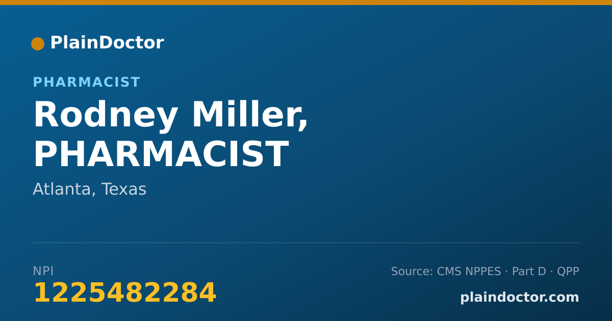 Shareable card for Rodney Miller, PHARMACIST - Pharmacist, Atlanta, TX