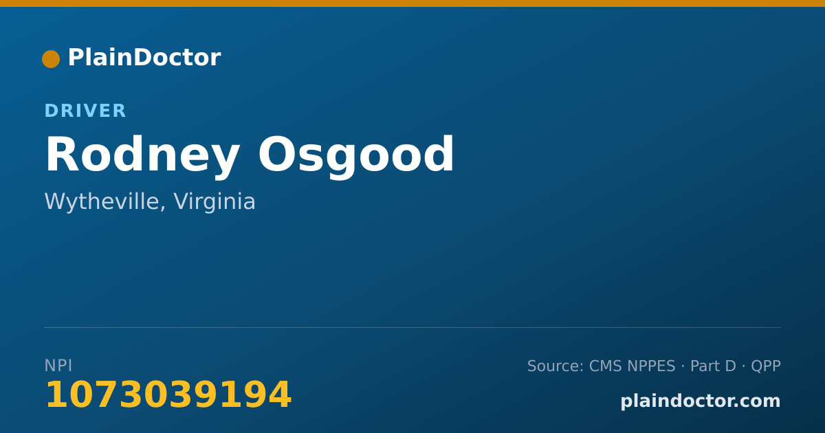 Shareable card for Rodney Osgood - Driver, Wytheville, VA