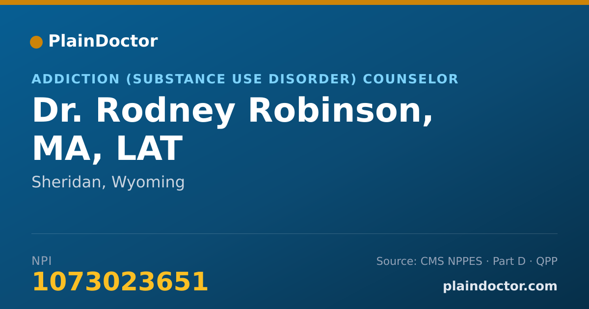 Shareable card for Rodney Robinson, MA, LAT - Addiction (Substance Use Disorder) Counselor, Sheridan, WY