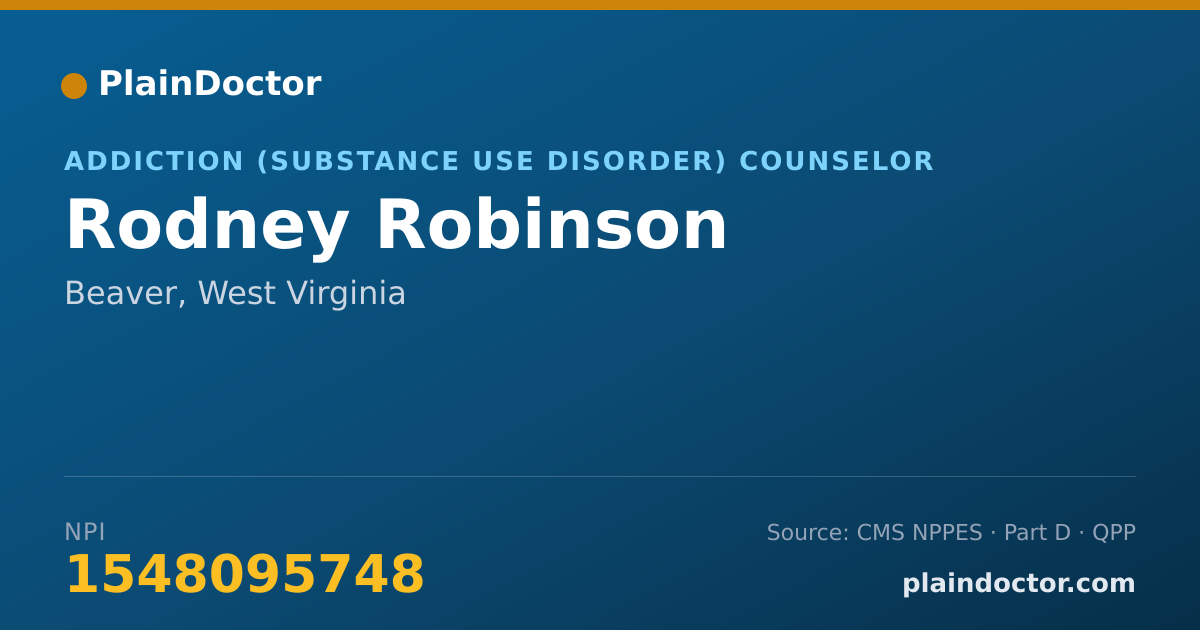 Shareable card for Rodney Robinson - Addiction (Substance Use Disorder) Counselor, Beaver, WV
