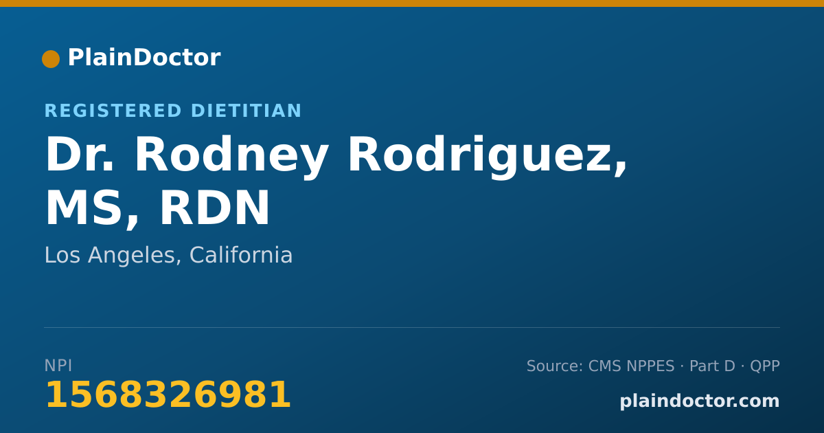 Shareable card for Rodney Rodriguez, MS, RDN - Registered Dietitian, Los Angeles, CA