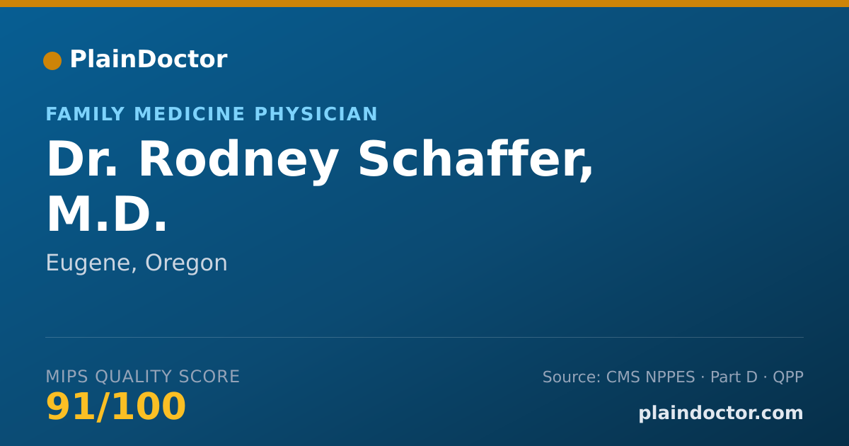 Shareable card for Rodney Schaffer, M.D. - Family Medicine Physician, Eugene, OR