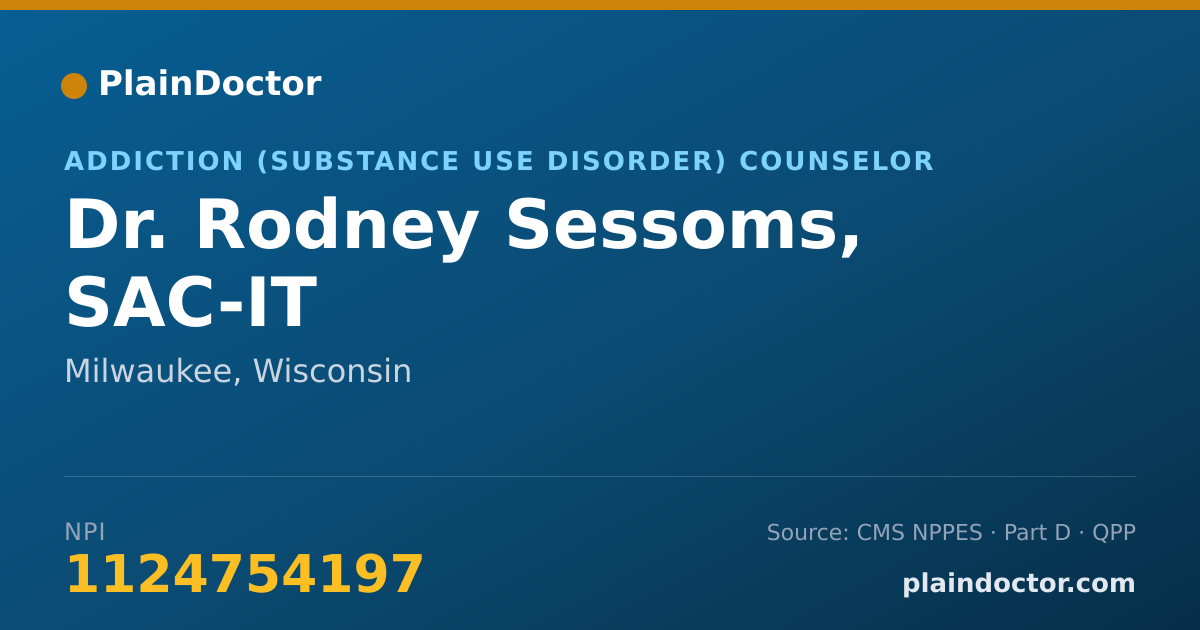 Shareable card for Rodney Sessoms, SAC-IT - Addiction (Substance Use Disorder) Counselor, Milwaukee, WI