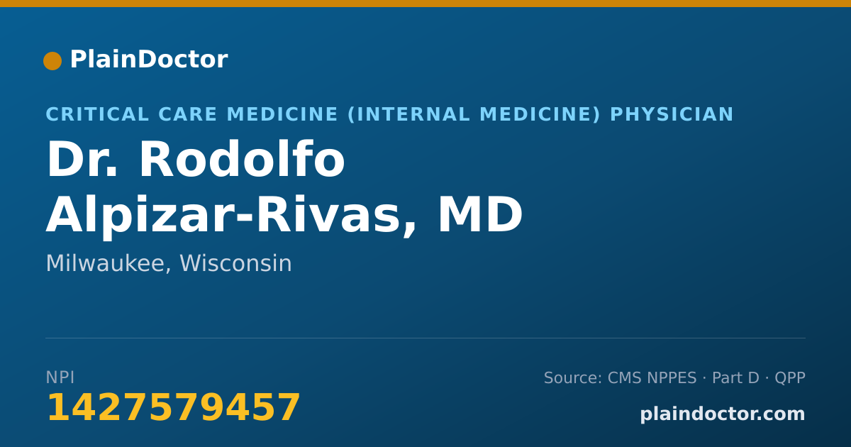 Shareable card for Rodolfo Alpizar-Rivas, MD - Critical Care Medicine (Internal Medicine) Physician, Milwaukee, WI