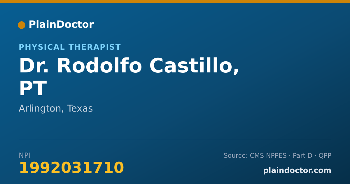 Shareable card for Rodolfo Castillo, PT - Physical Therapist, Arlington, TX