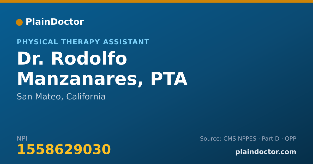Shareable card for Rodolfo Manzanares, PTA - Physical Therapy Assistant, San Mateo, CA
