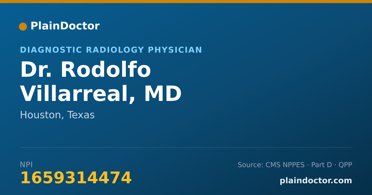 Shareable card for Rodolfo Villarreal, MD - Diagnostic Radiology Physician, Houston, TX