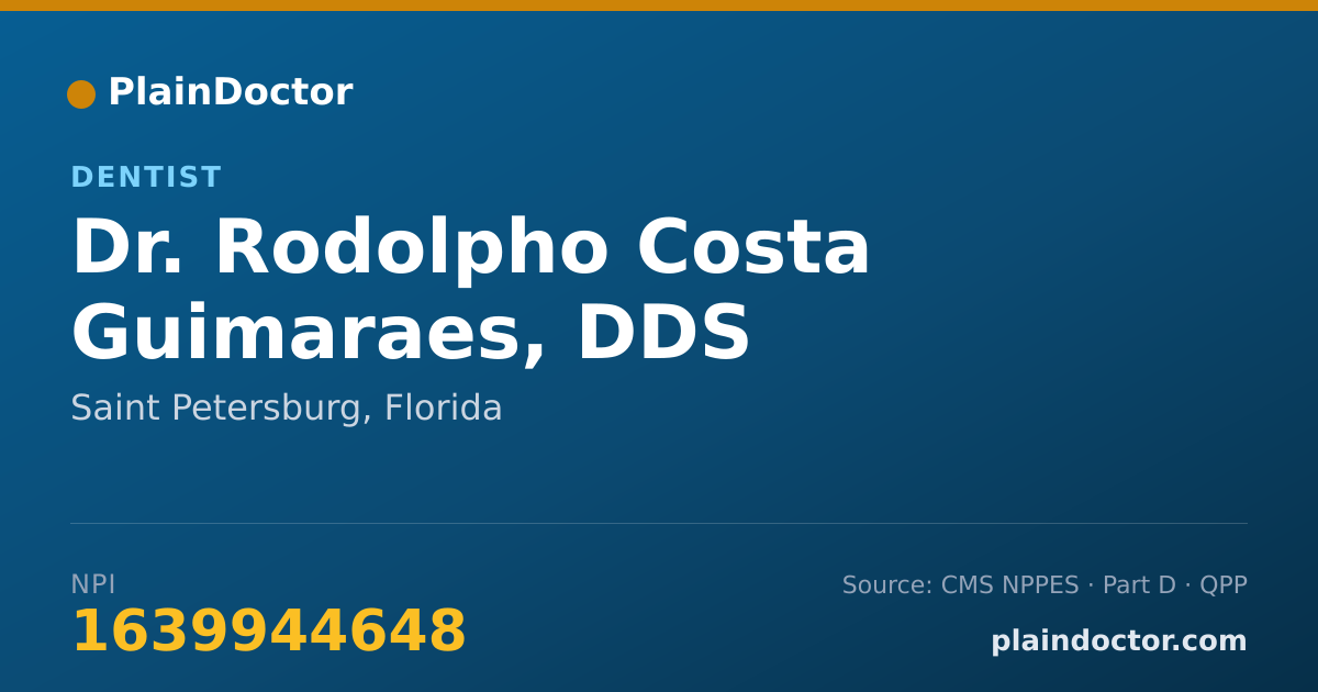 Shareable card for Rodolpho Costa Guimaraes, DDS - Dentist, Saint Petersburg, FL