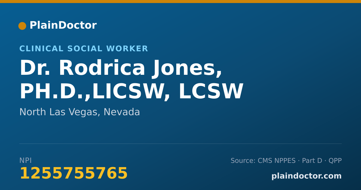 Shareable card for Rodrica Jones, PH.D.,LICSW, LCSW - Clinical Social Worker, North Las Vegas, NV