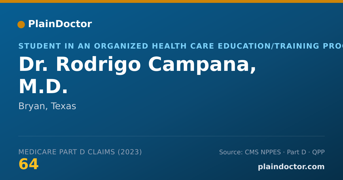 Shareable card for Rodrigo Campana, M.D. - Student in an Organized Health Care Education/Training Program, Bryan, TX