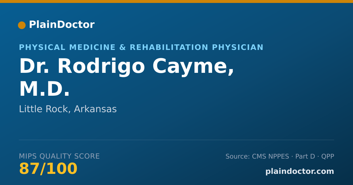 Shareable card for Rodrigo Cayme, M.D. - Physical Medicine & Rehabilitation Physician, Little Rock, AR