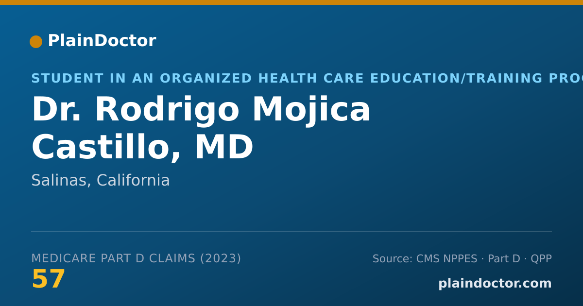 Shareable card for Rodrigo Mojica Castillo, MD - Student in an Organized Health Care Education/Training Program, Salinas, CA