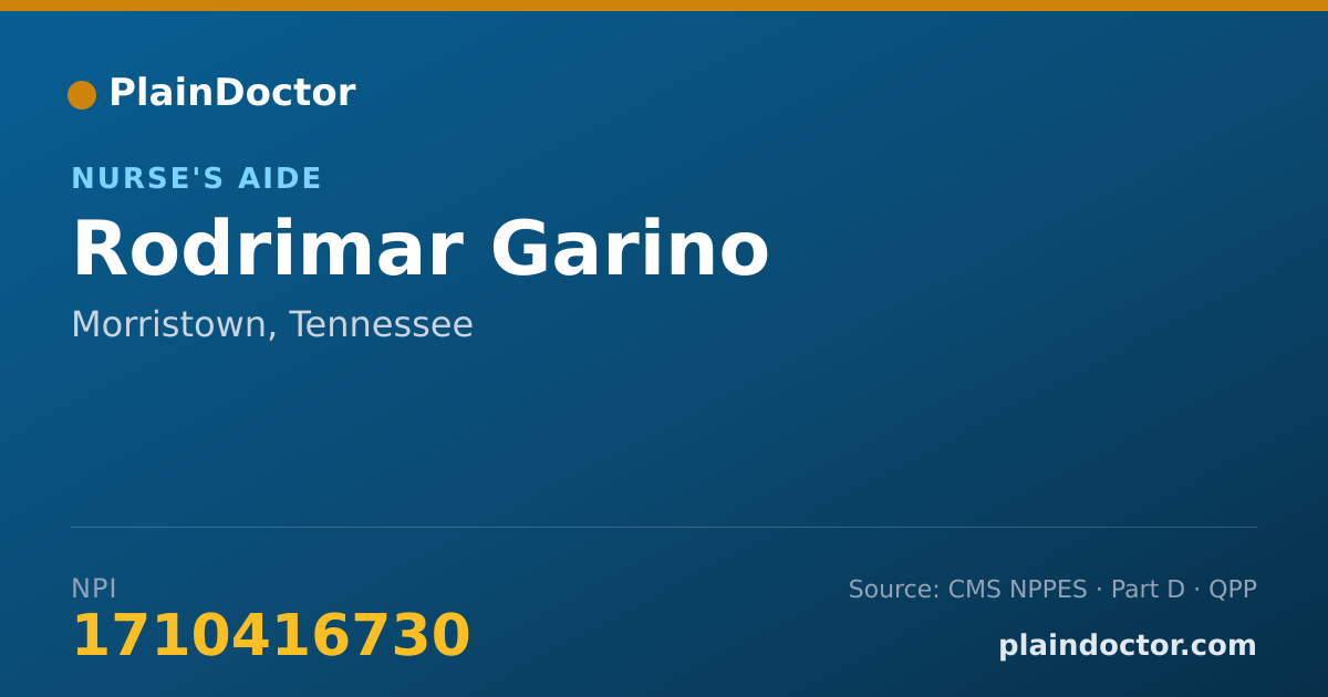 Shareable card for Rodrimar Garino - Nurse's Aide, Morristown, TN