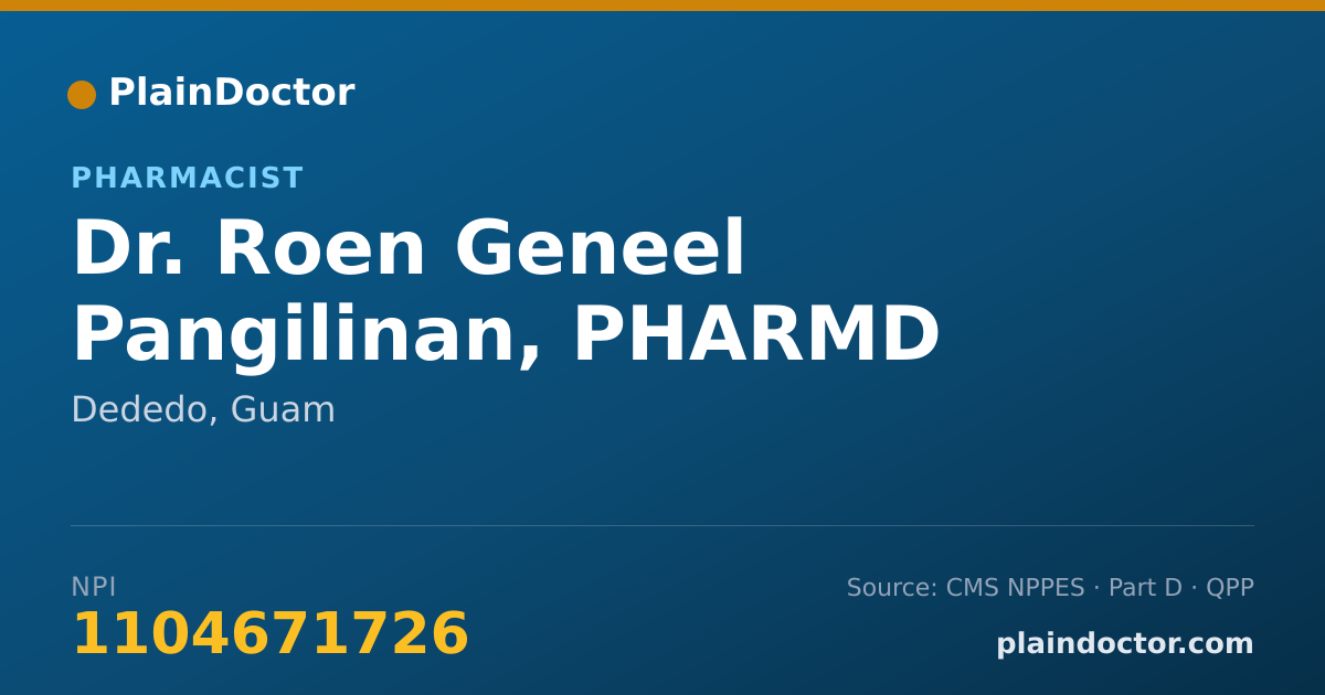 Shareable card for Roen Geneel Pangilinan, PHARMD - Pharmacist, Dededo, GU