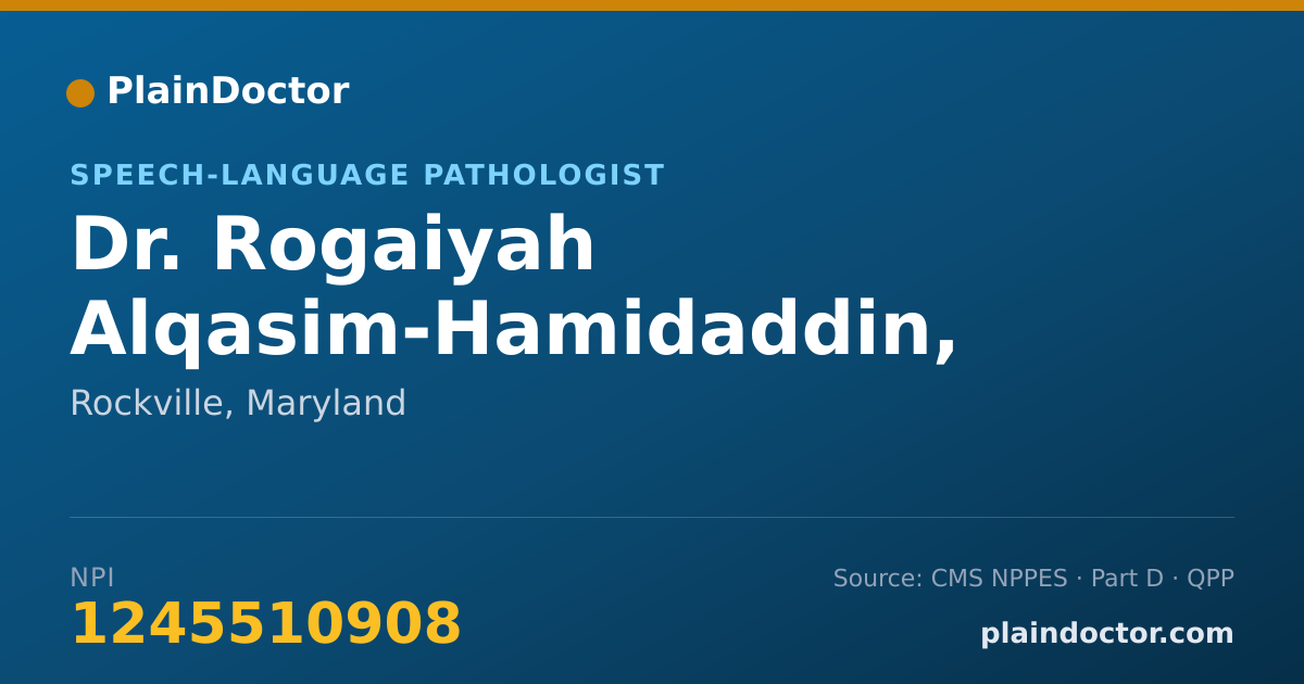Shareable card for Rogaiyah Alqasim-Hamidaddin, M.A., CF-SLP - Speech-Language Pathologist, Rockville, MD