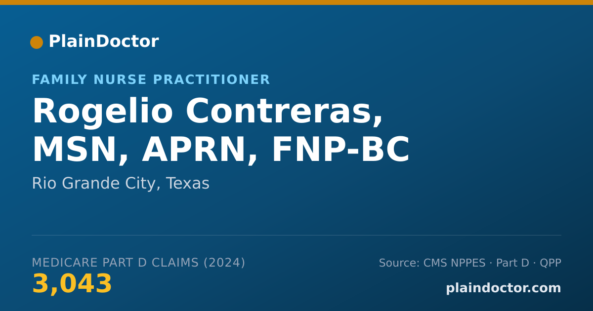 Shareable card for Rogelio Contreras, MSN, APRN, FNP-BC - Family Nurse Practitioner, Rio Grande City, TX