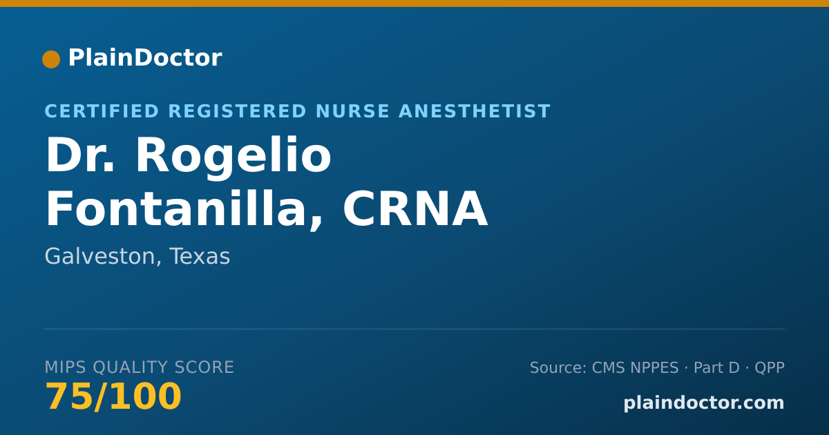 Shareable card for Rogelio Fontanilla, CRNA - Certified Registered Nurse Anesthetist, Galveston, TX