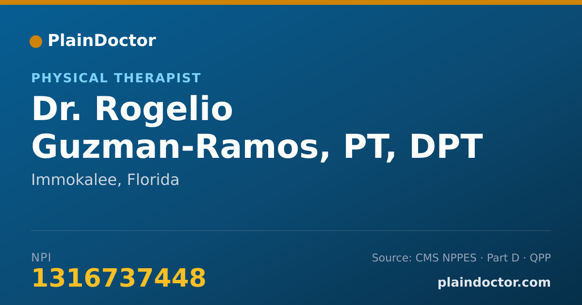 Shareable card for Rogelio Guzman-Ramos, PT, DPT - Physical Therapist, Immokalee, FL