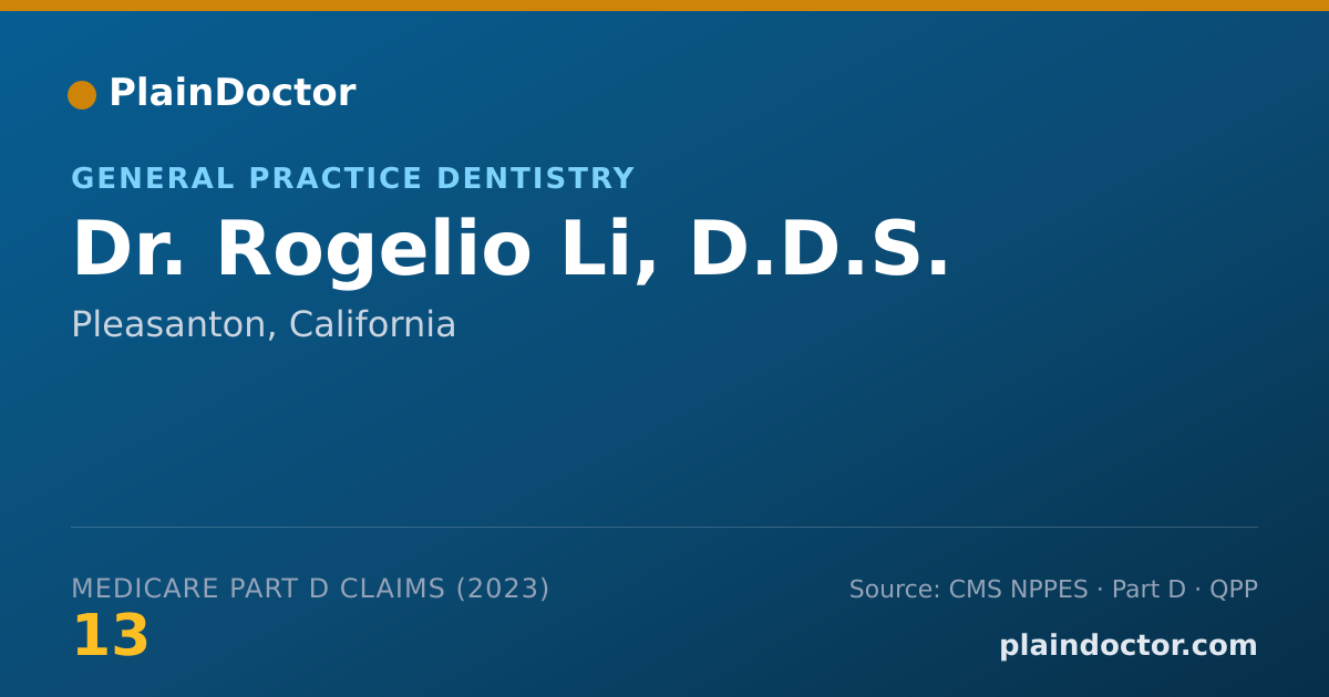 Shareable card for Rogelio Li, D.D.S. - General Practice Dentistry, Pleasanton, CA