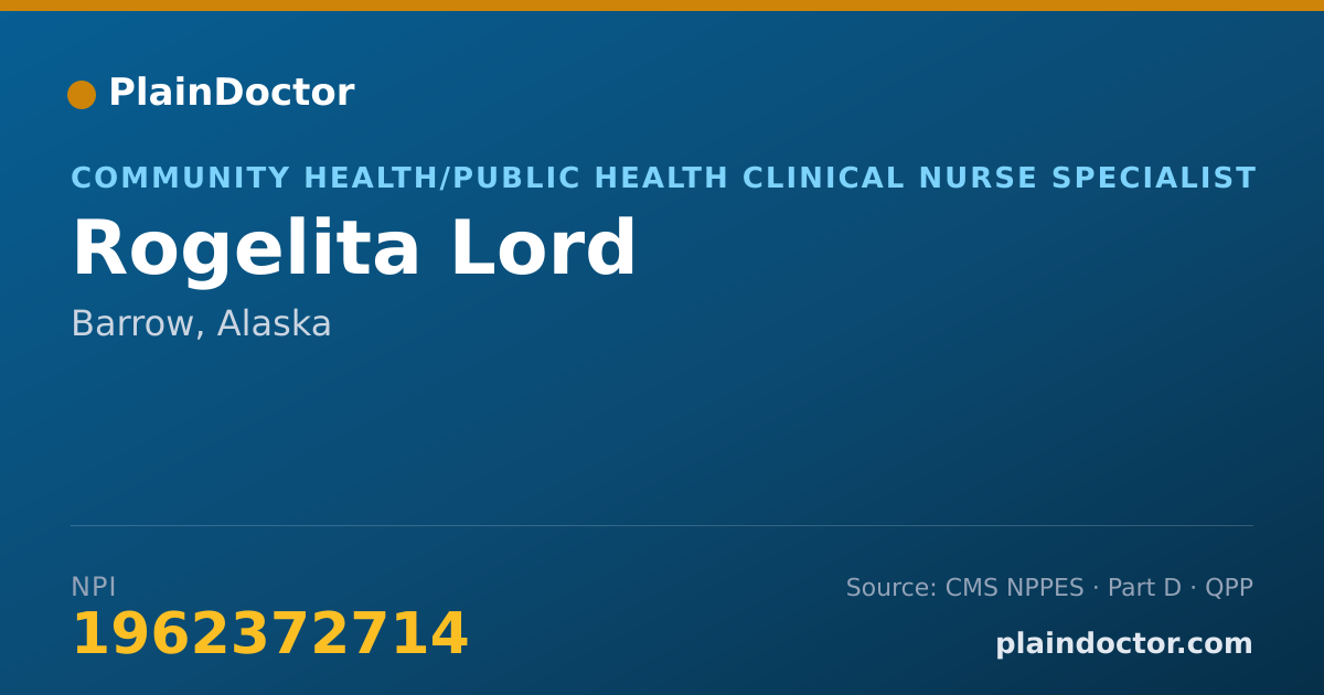 Shareable card for Rogelita Lord - Community Health/Public Health Clinical Nurse Specialist, Barrow, AK