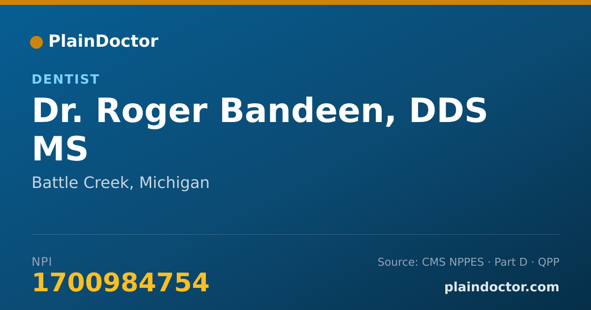 Shareable card for Roger Bandeen, DDS MS - Dentist, Battle Creek, MI