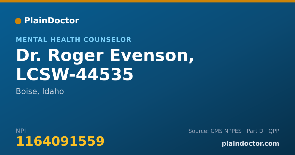 Shareable card for Roger Evenson, LCSW-44535 - Mental Health Counselor, Boise, ID