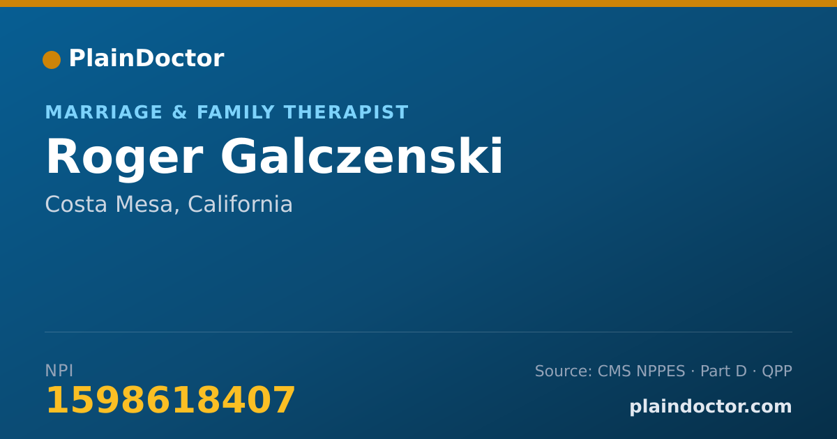 Shareable card for Roger Galczenski - Marriage & Family Therapist, Costa Mesa, CA