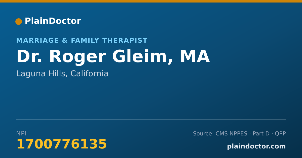 Shareable card for Roger Gleim, MA - Marriage & Family Therapist, Laguna Hills, CA
