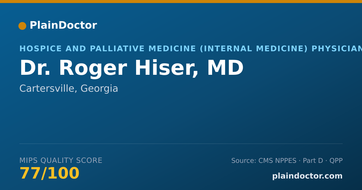 Shareable card for Roger Hiser, MD - Hospice and Palliative Medicine (Internal Medicine) Physician, Cartersville, GA