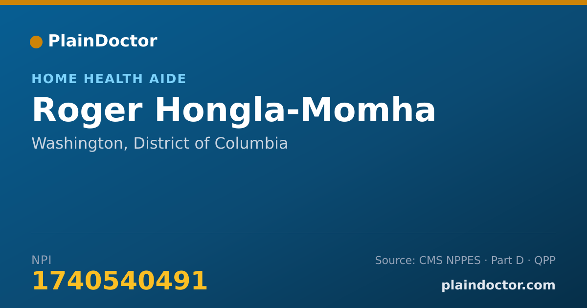 Shareable card for Roger Hongla-Momha - Home Health Aide, Washington, DC
