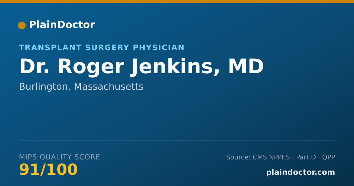 Shareable card for Roger Jenkins, MD - Transplant Surgery Physician, Burlington, MA