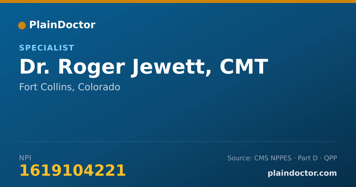 Shareable card for Roger Jewett, CMT - Specialist, Fort Collins, CO
