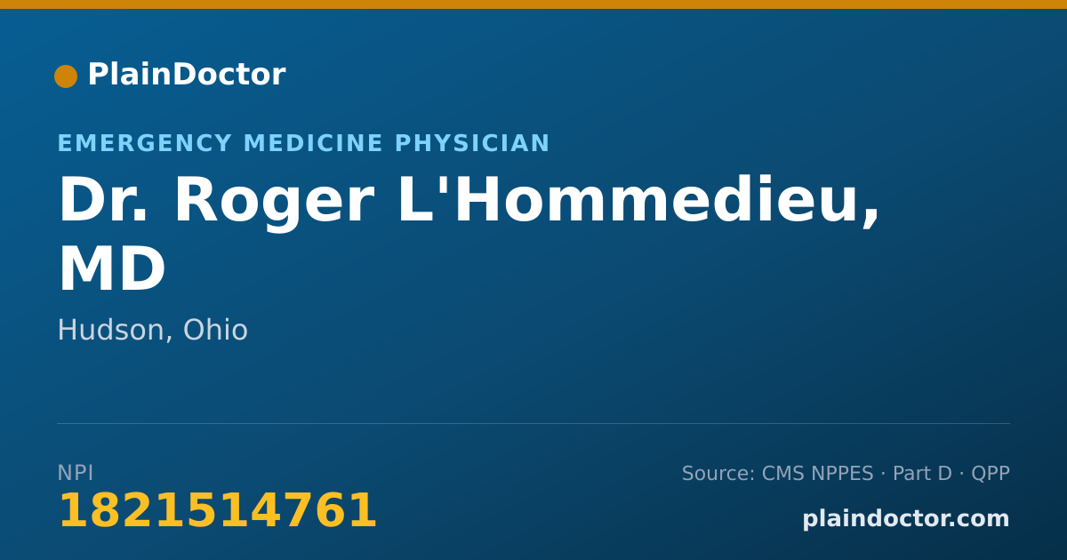 Shareable card for Roger L'Hommedieu, MD - Emergency Medicine Physician, Hudson, OH