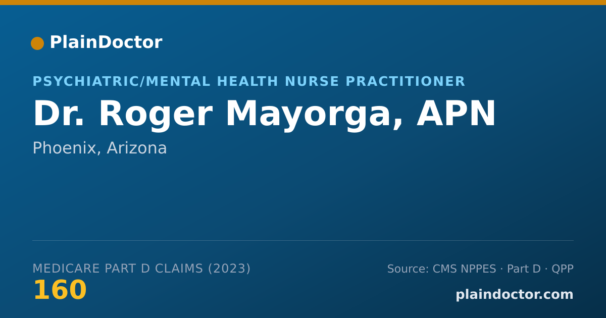 Shareable card for Roger Mayorga, APN - Psychiatric/Mental Health Nurse Practitioner, Phoenix, AZ