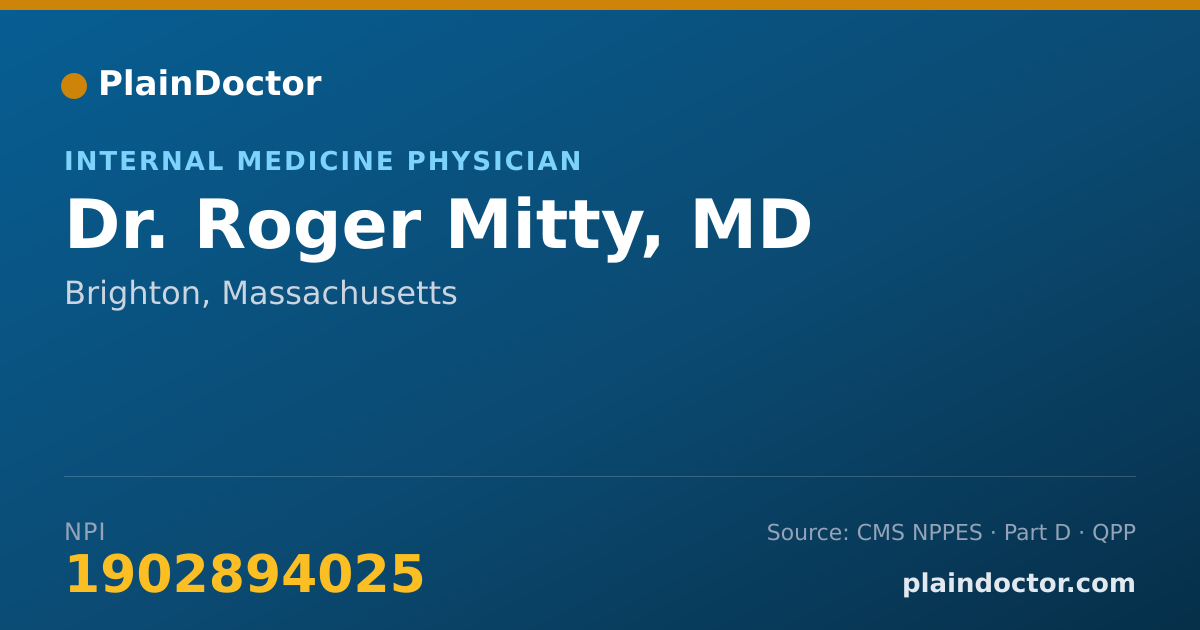 Shareable card for Roger Mitty, MD - Internal Medicine Physician, Brighton, MA