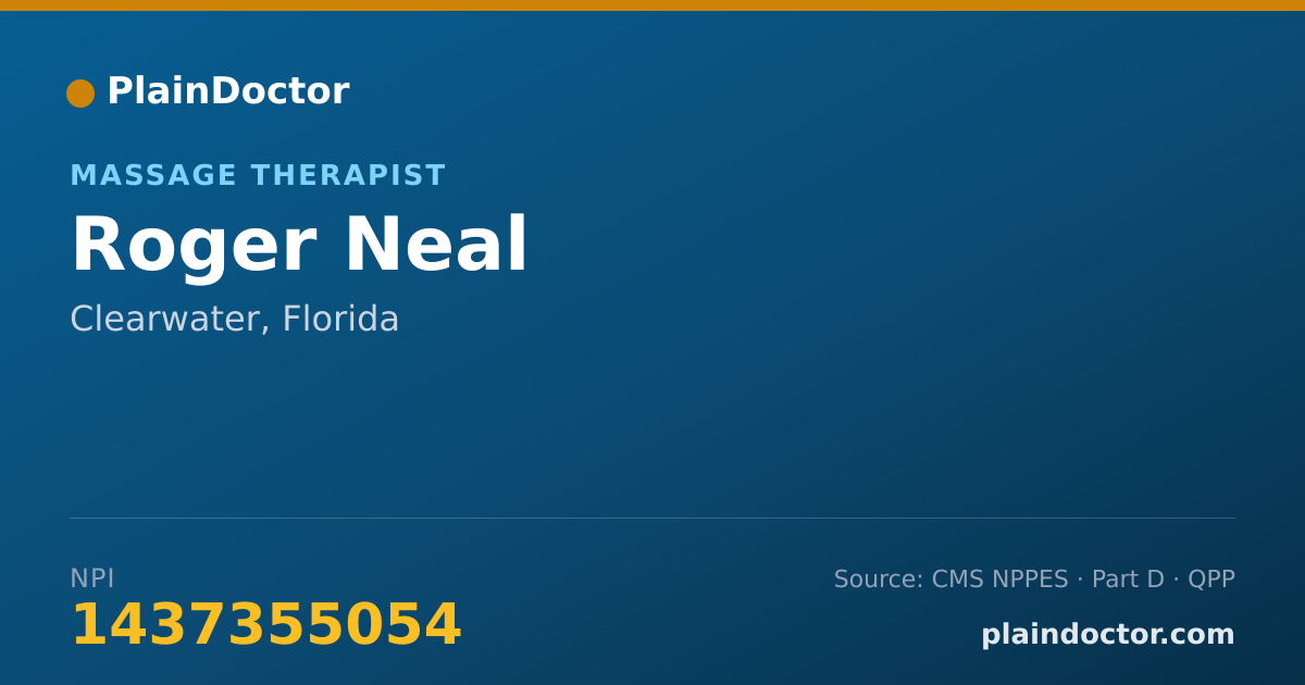 Shareable card for Roger Neal - Massage Therapist, Clearwater, FL