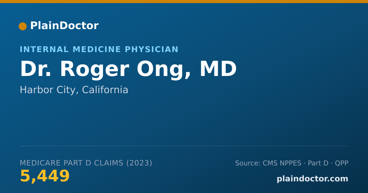 Shareable card for Roger Ong, MD - Internal Medicine Physician, Harbor City, CA