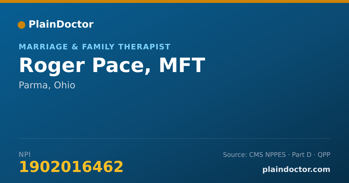Shareable card for Roger Pace, MFT - Marriage & Family Therapist, Parma, OH