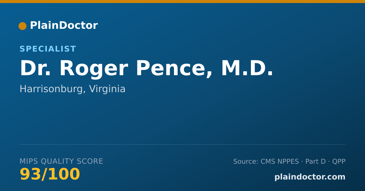Shareable card for Roger Pence, M.D. - Specialist, Harrisonburg, VA