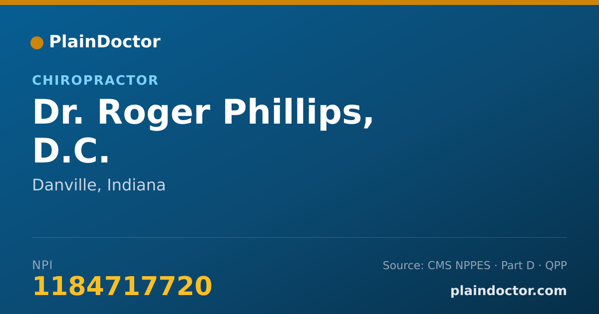 Shareable card for Roger Phillips, D.C. - Chiropractor, Danville, IN