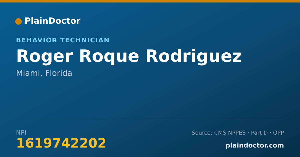 Shareable card for Roger Roque Rodriguez - Behavior Technician, Miami, FL