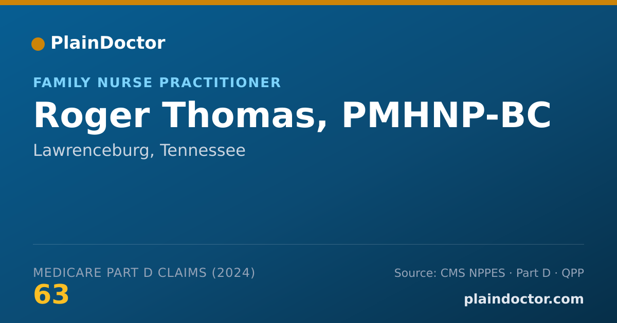 Shareable card for Roger Thomas, PMHNP-BC - Family Nurse Practitioner, Lawrenceburg, TN