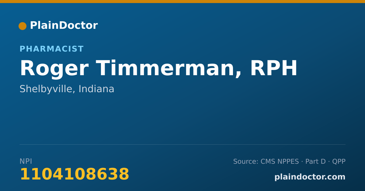 Shareable card for Roger Timmerman, RPH - Pharmacist, Shelbyville, IN
